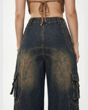 Women's Loose Fit Baggy Jeans – Button Pocket & Zipper Embellished