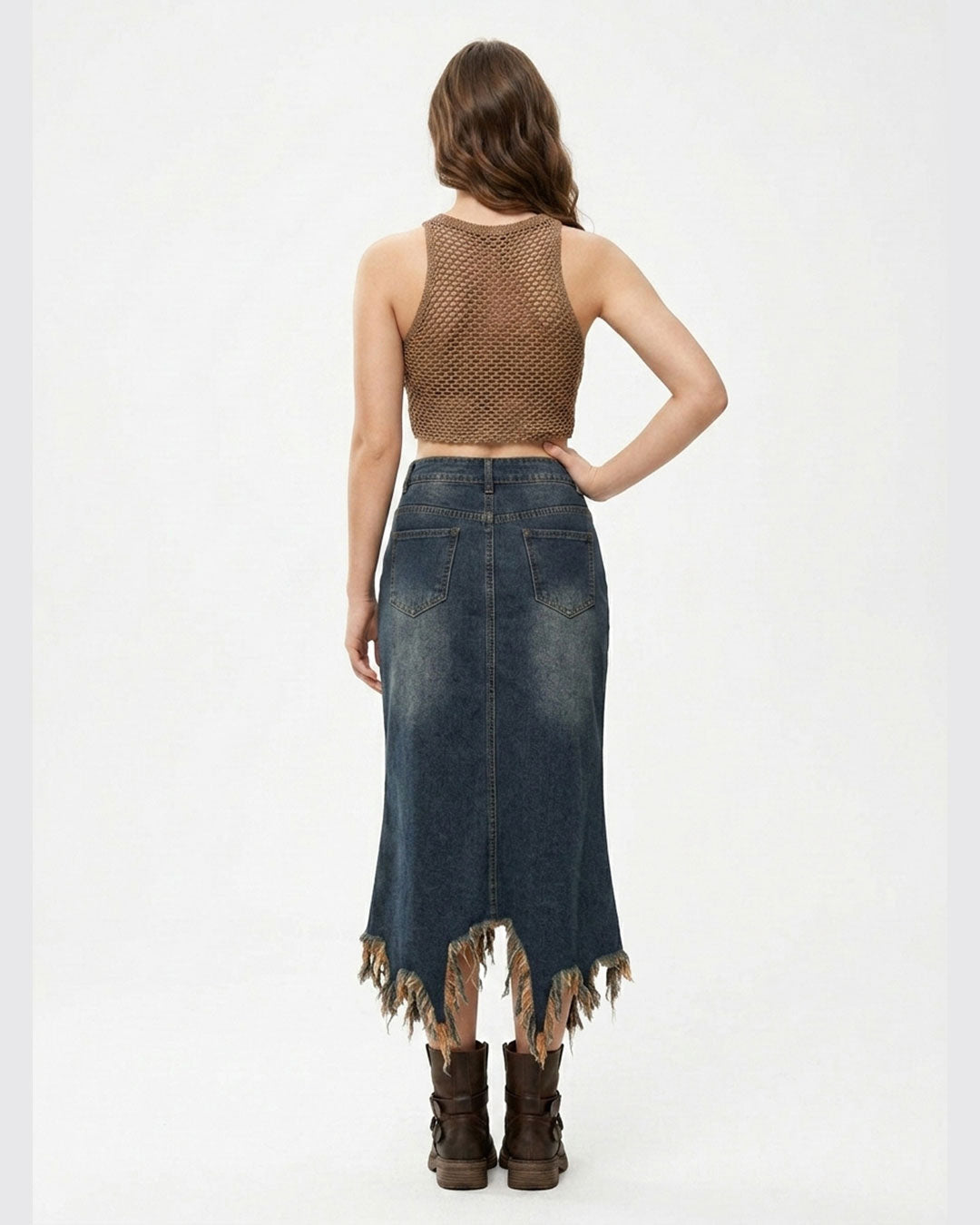 Women Patchwork Decorative Denim Skirts Hot Washed Korean Style High Street Y2K  Fashion