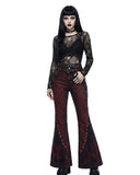 Flare pants women gothic bell bottom jeans front view on model