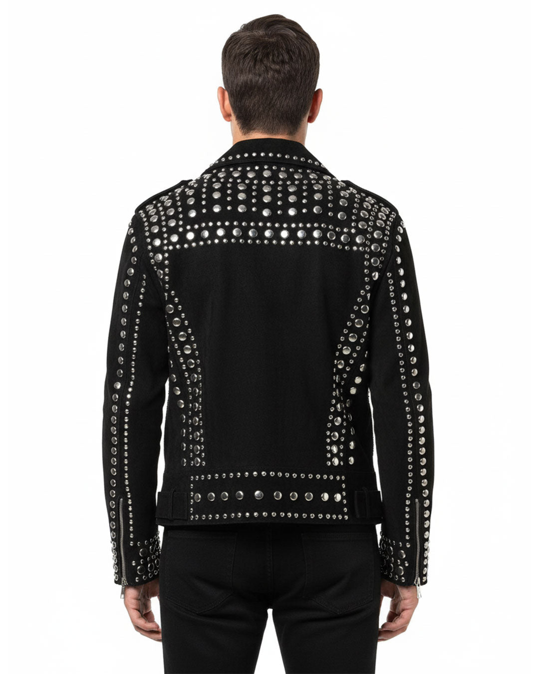Black Studded Leather Moto Jacket