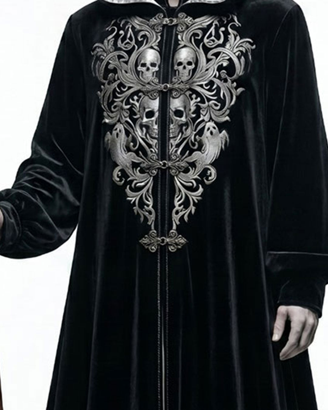 Skull Halloween Costume Gothic Hooded Halloween Robe