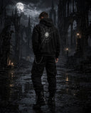 Unisex Gothic Spider Web Hoodie – Black Streetwear Pullover