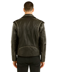 Silver Studded Leather Biker Jacket