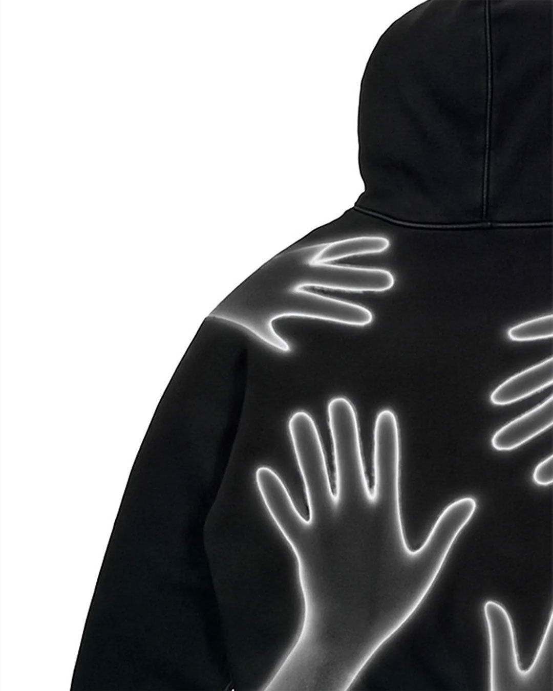 Black Glow Hands Graphic Hoodie – Unisex Streetwear