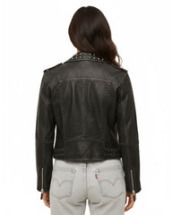 Women's Balfern Studded Leather Biker Jacket