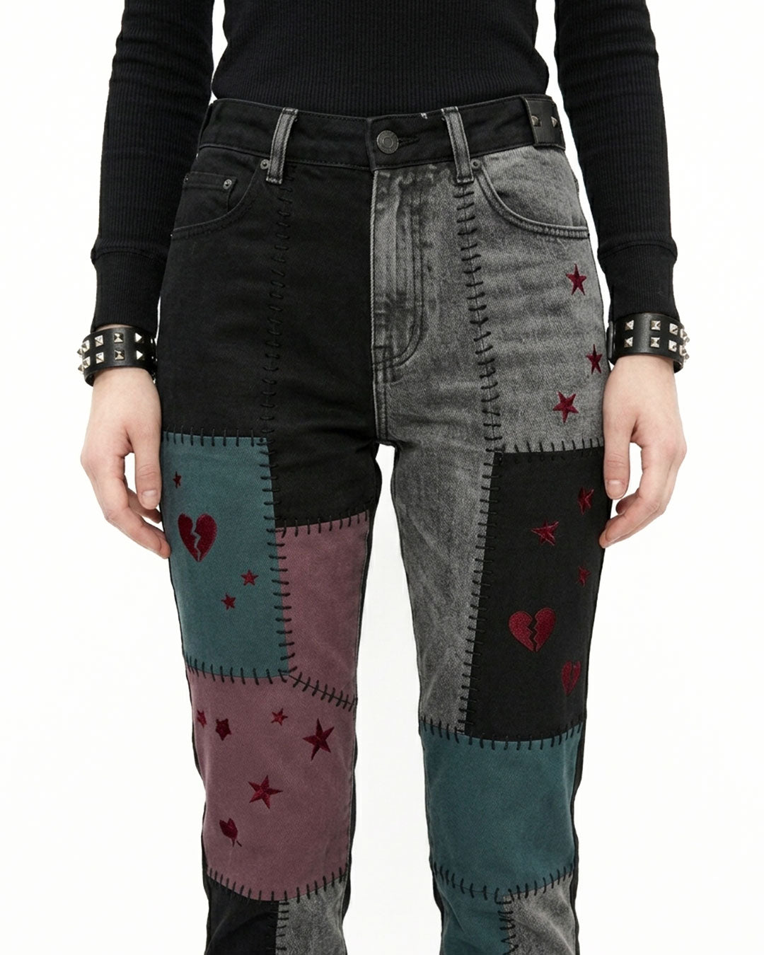 Women's Patchwork Jeans - Gothic Alternative Denim Pants