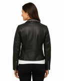 Kelly Studded Black Leather Biker Jacket