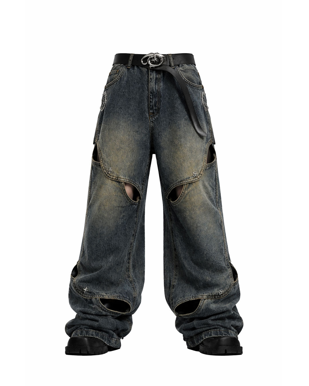 Oversized Distressed Wide Leg Denim Jeans