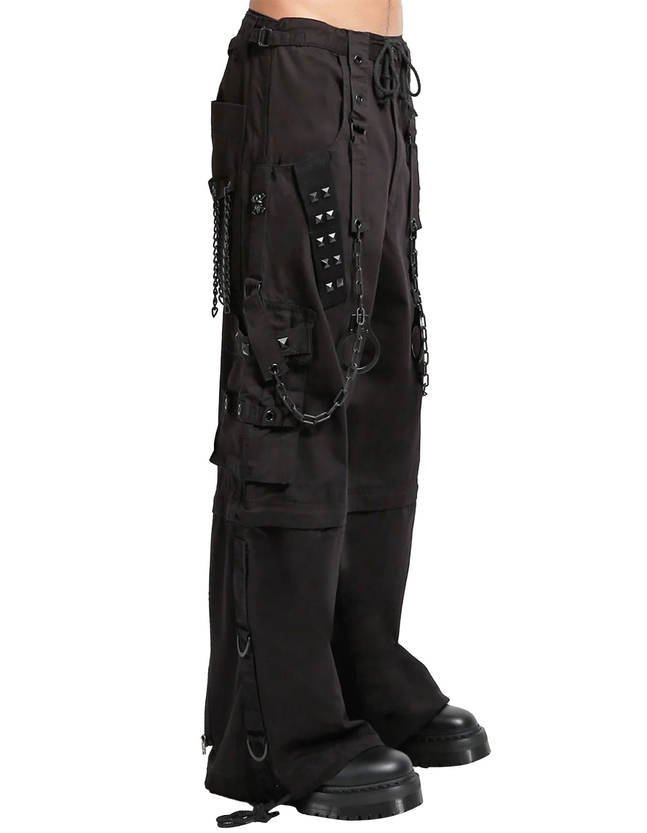 MEGA DARK Black Streetwear Pants – Wide-Leg Goth Trousers with Pockets