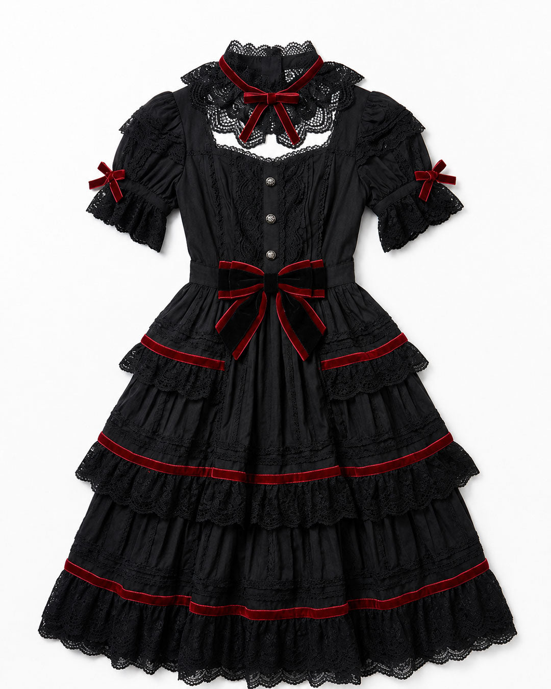Gothic red riding hood Halloween costume set with dress cape and bag