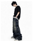 Phantom Mens Wide Leg Cargo Jeans Wide Fit