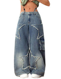 Pentagram Patch Baggy Jeans – Women’s Streetwear