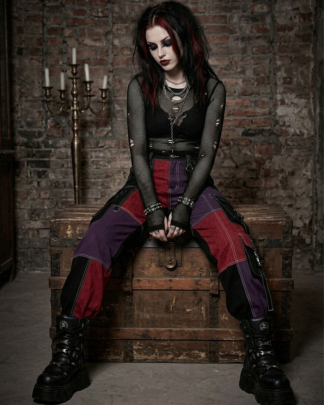 Women's Patchwork Cargo Pants | Alternative Gothic Style