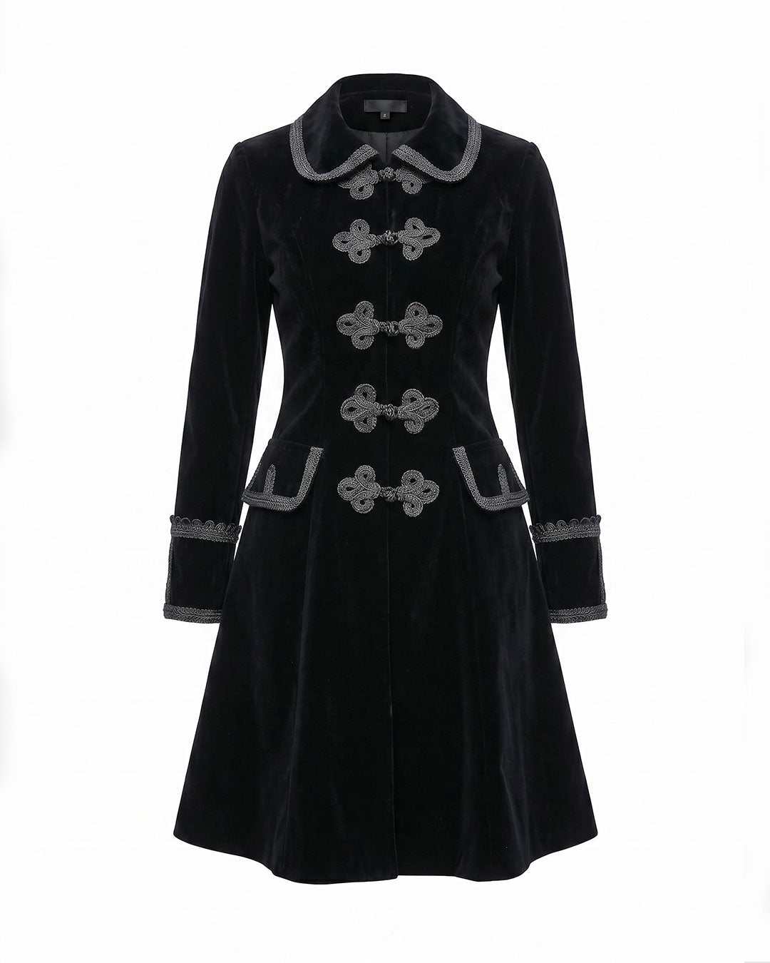 Women Black Velvet Gothic Coat Elegant Victorian Dark Romance Style X!