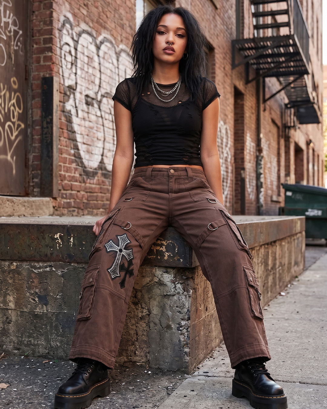 Brown Cargo Pants for Women | Wide Leg Cargo Pants