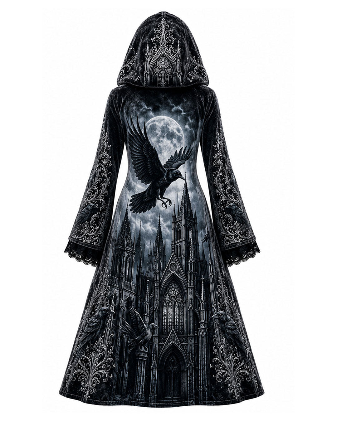 Women’s Gothic Raven Cathedral Hooded Coat