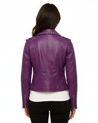 Purple Studded Biker Jacket