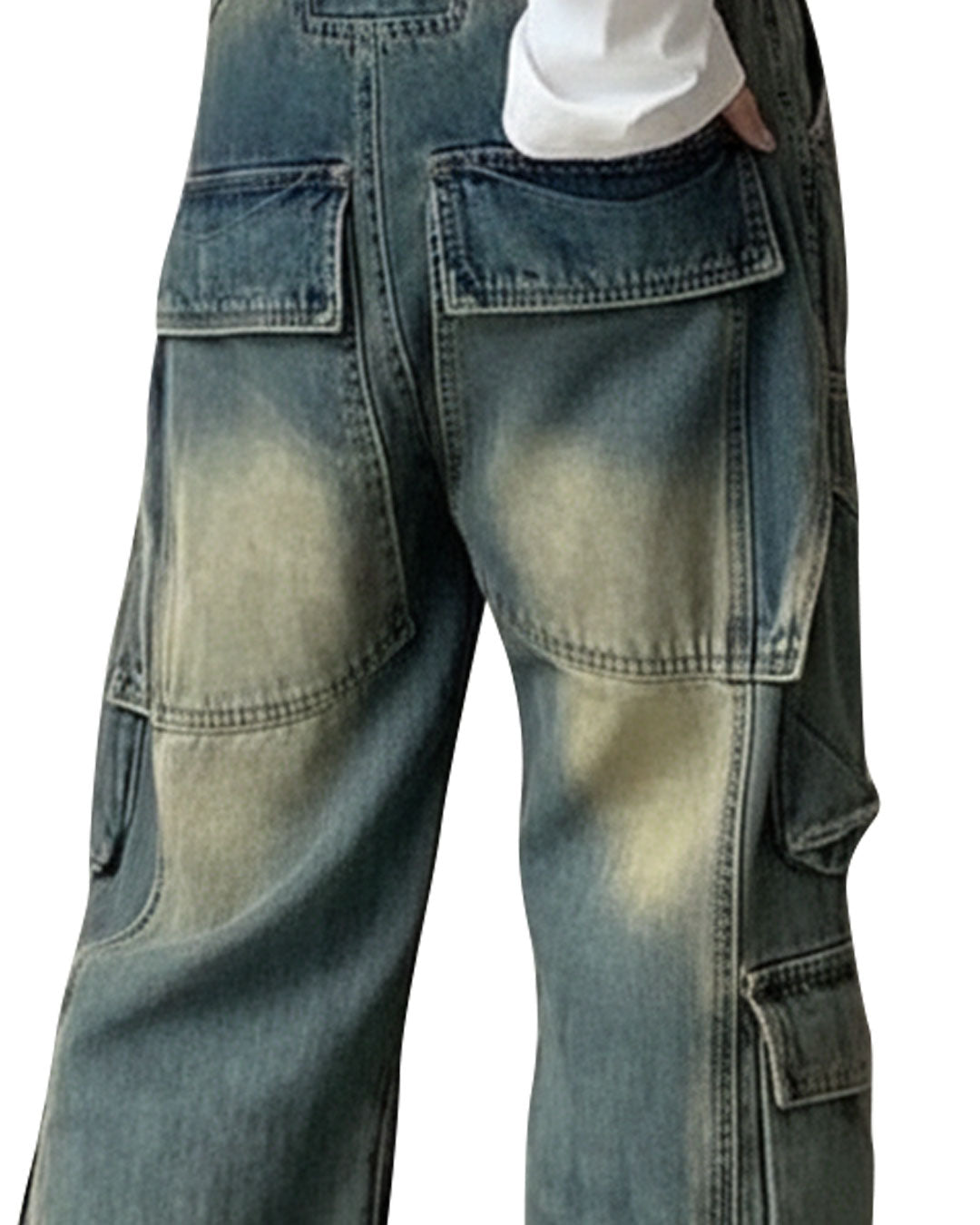 American Plus Size Washed-Out Cargo Jeans for Women