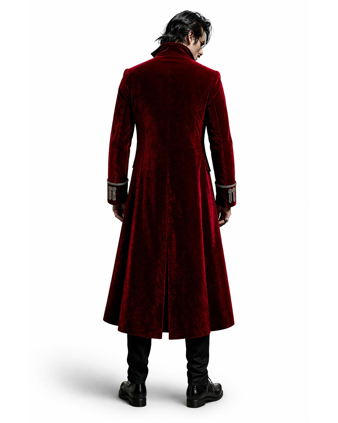 Men's Maroon Velvet Gothic Coat