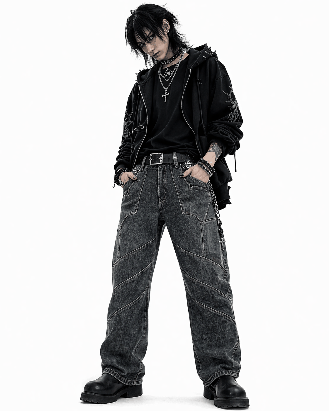 Hiphop Twilight Veil Denim Y2K Pant's
