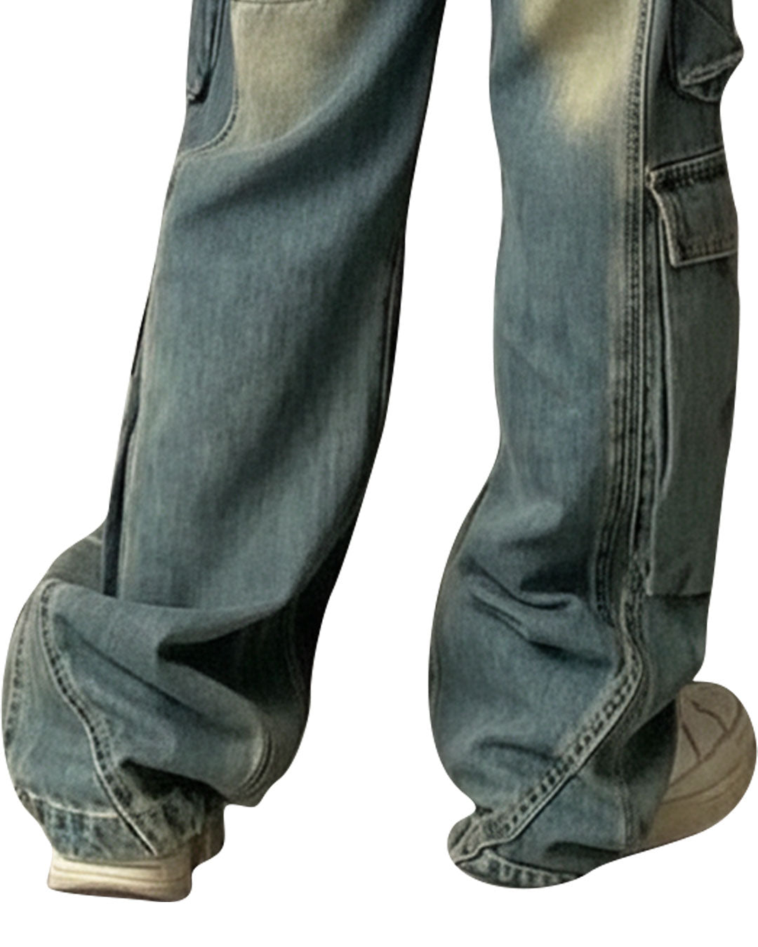 American Plus Size Washed-Out Cargo Jeans for Women