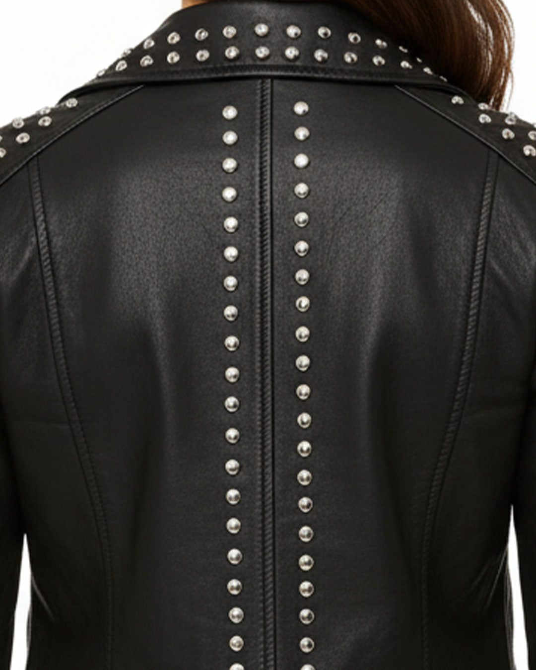 Women’s Black Studded Leather Biker Jacket