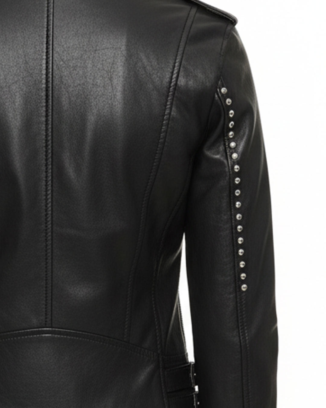 Women's Biker Studded Leather Jacket