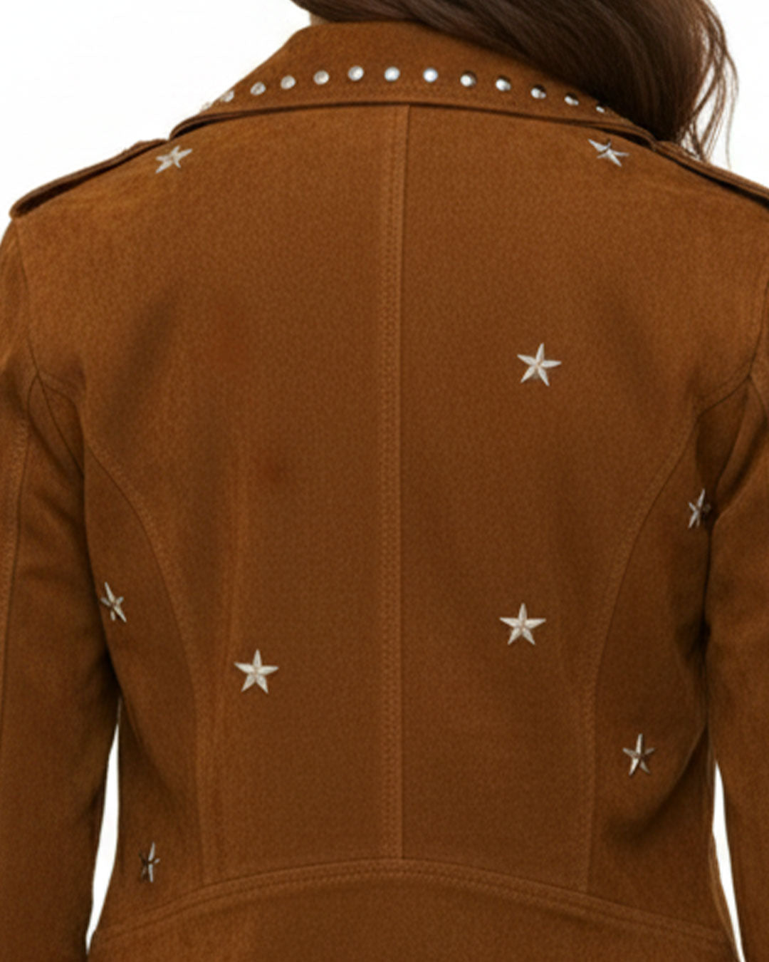 Brown Studded Moto Jacket