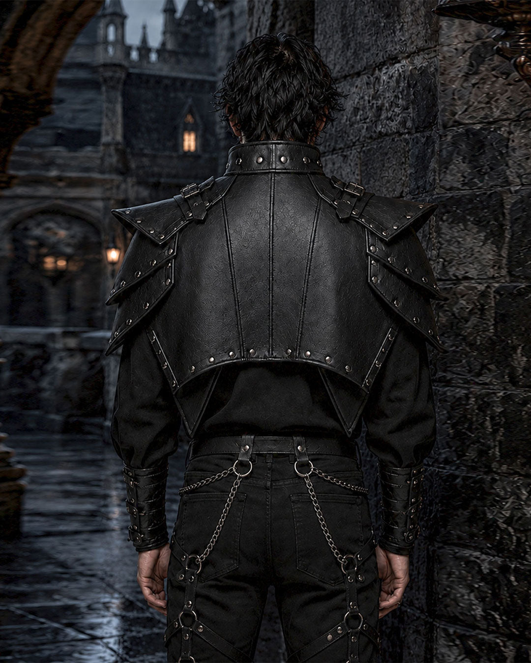 Men’s Gothic Leather Shoulder Cape