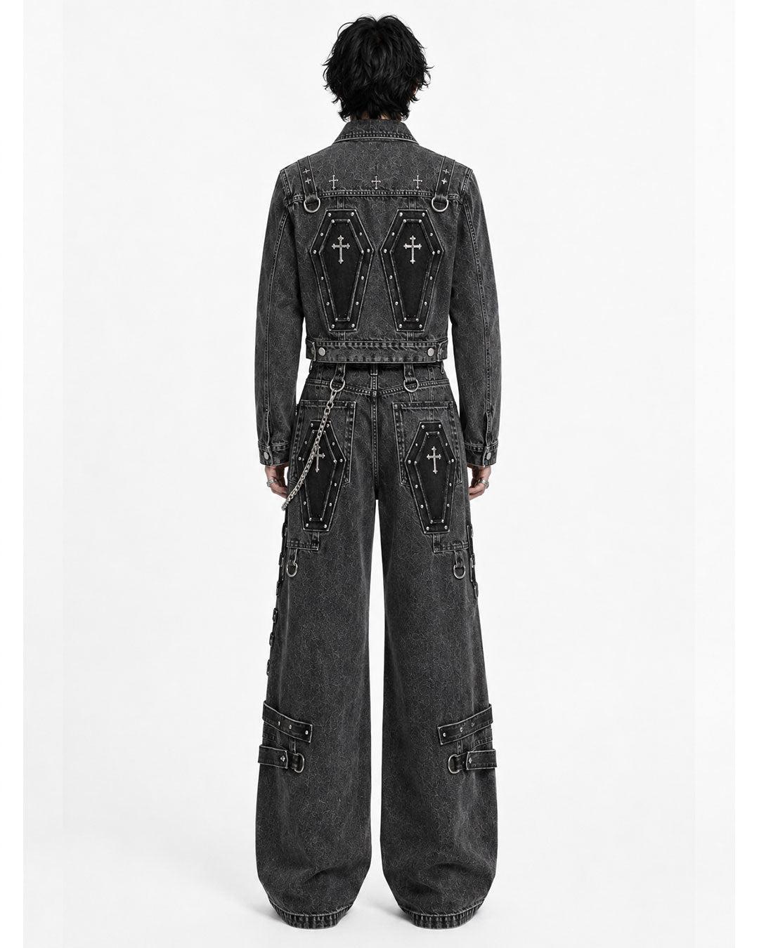 Coffin Pocket Denim Suit – Men’s Double Denim Jacket & Wide Leg Jeans Set