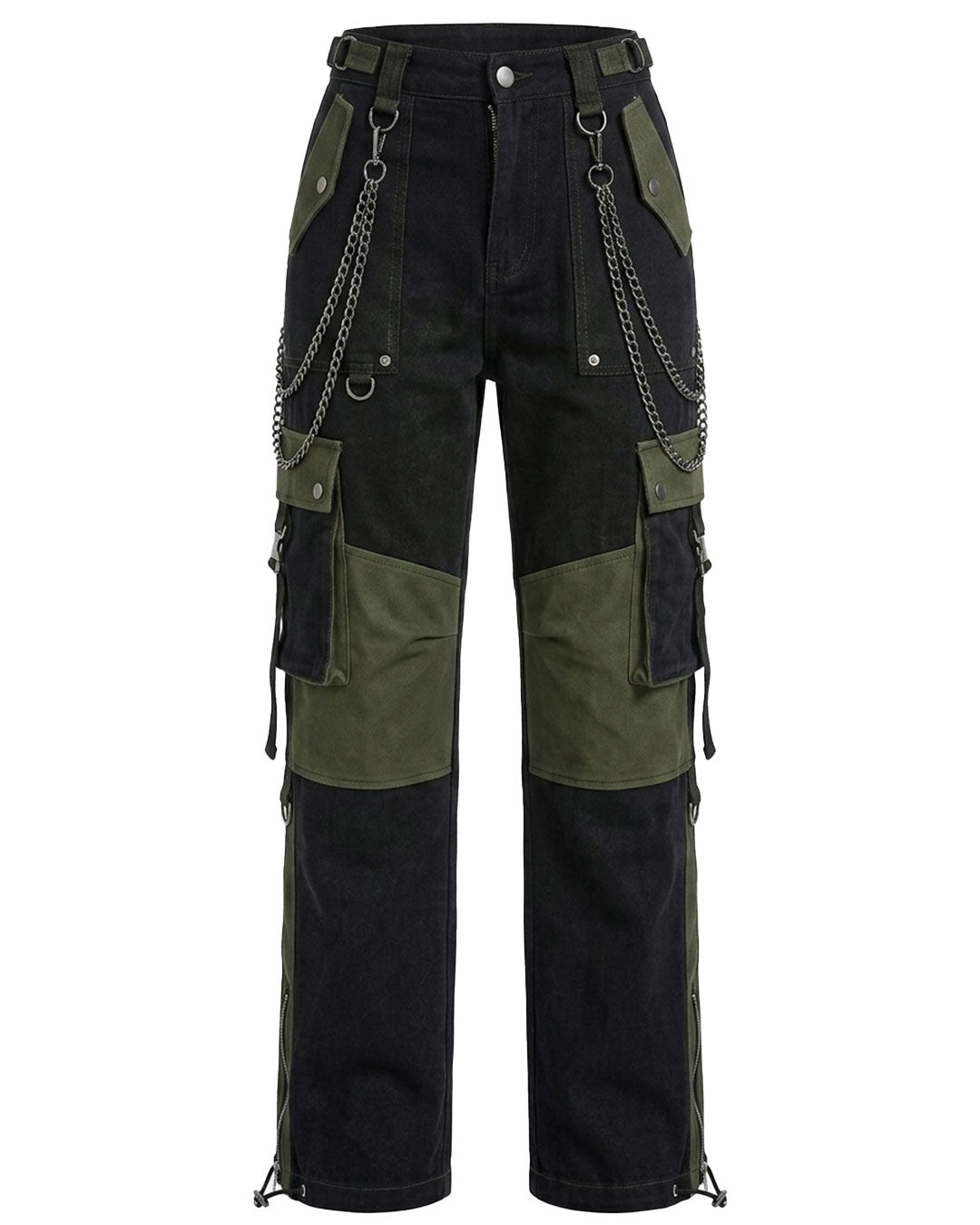 Women's Techwear Cargo Pants Black Green