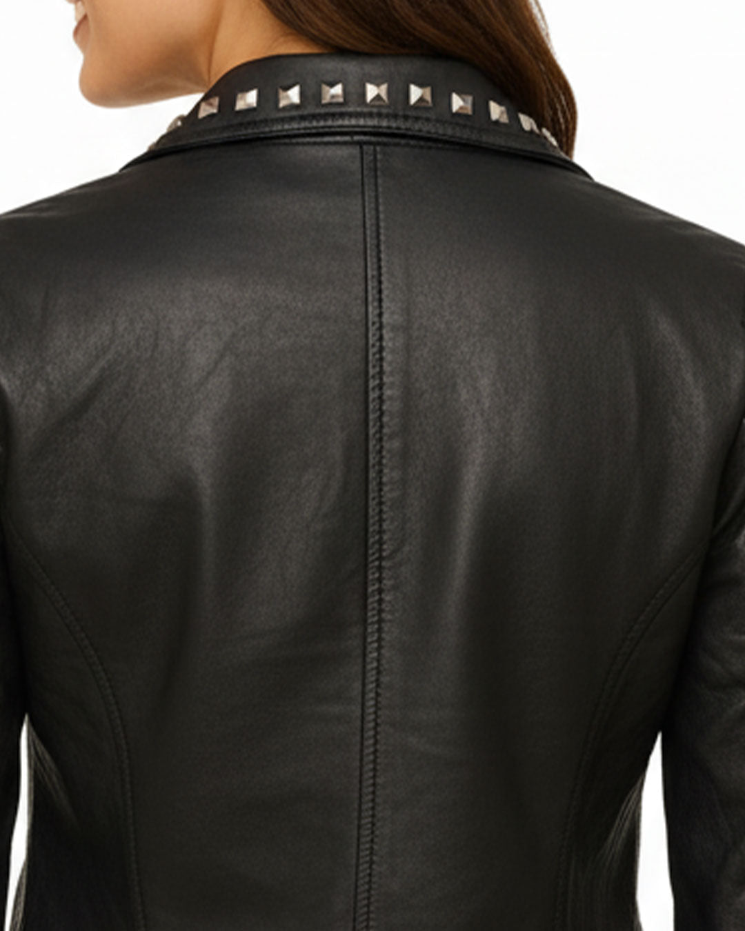Kelly Studded Black Leather Biker Jacket