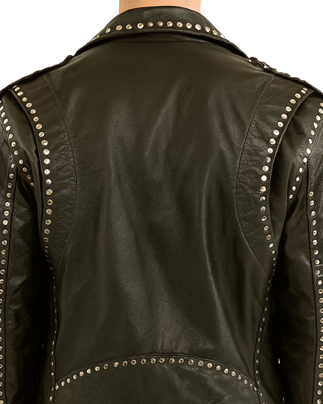 Silver Studded Leather Biker Jacket
