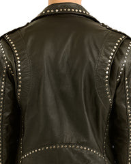 Silver Studded Leather Biker Jacket
