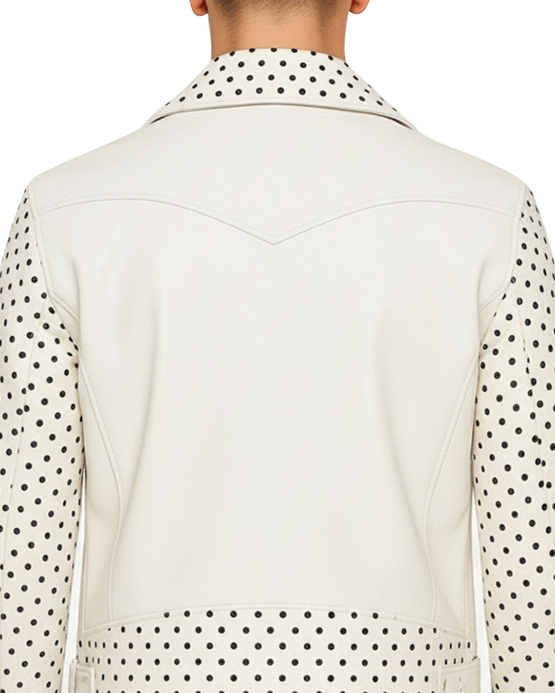White Studded Leather Biker Jacket