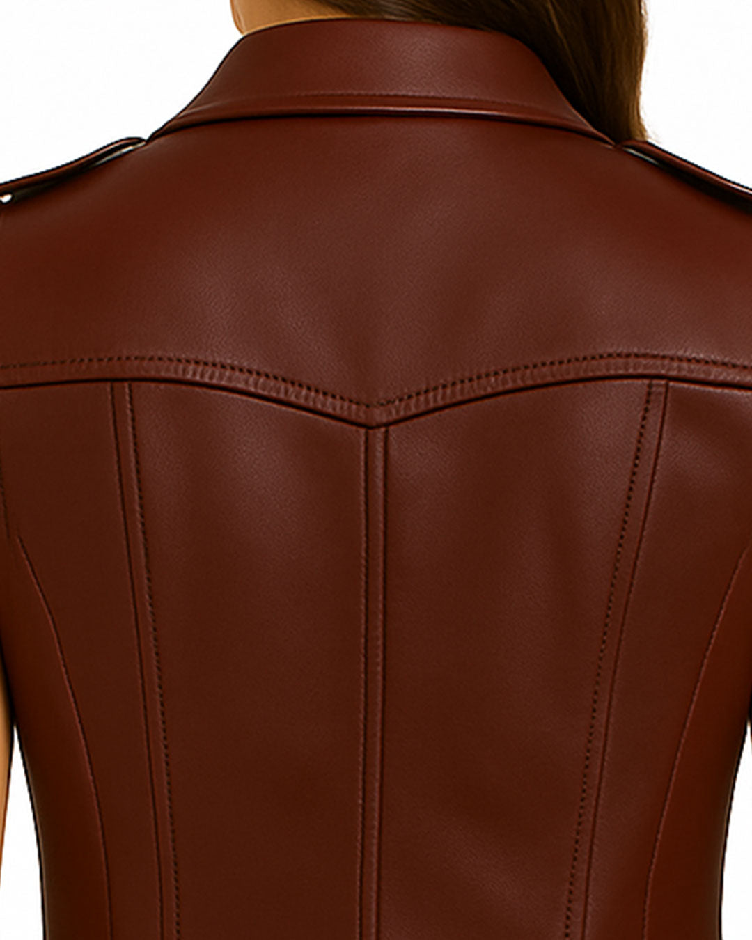 Maroon Leather Biker Vest