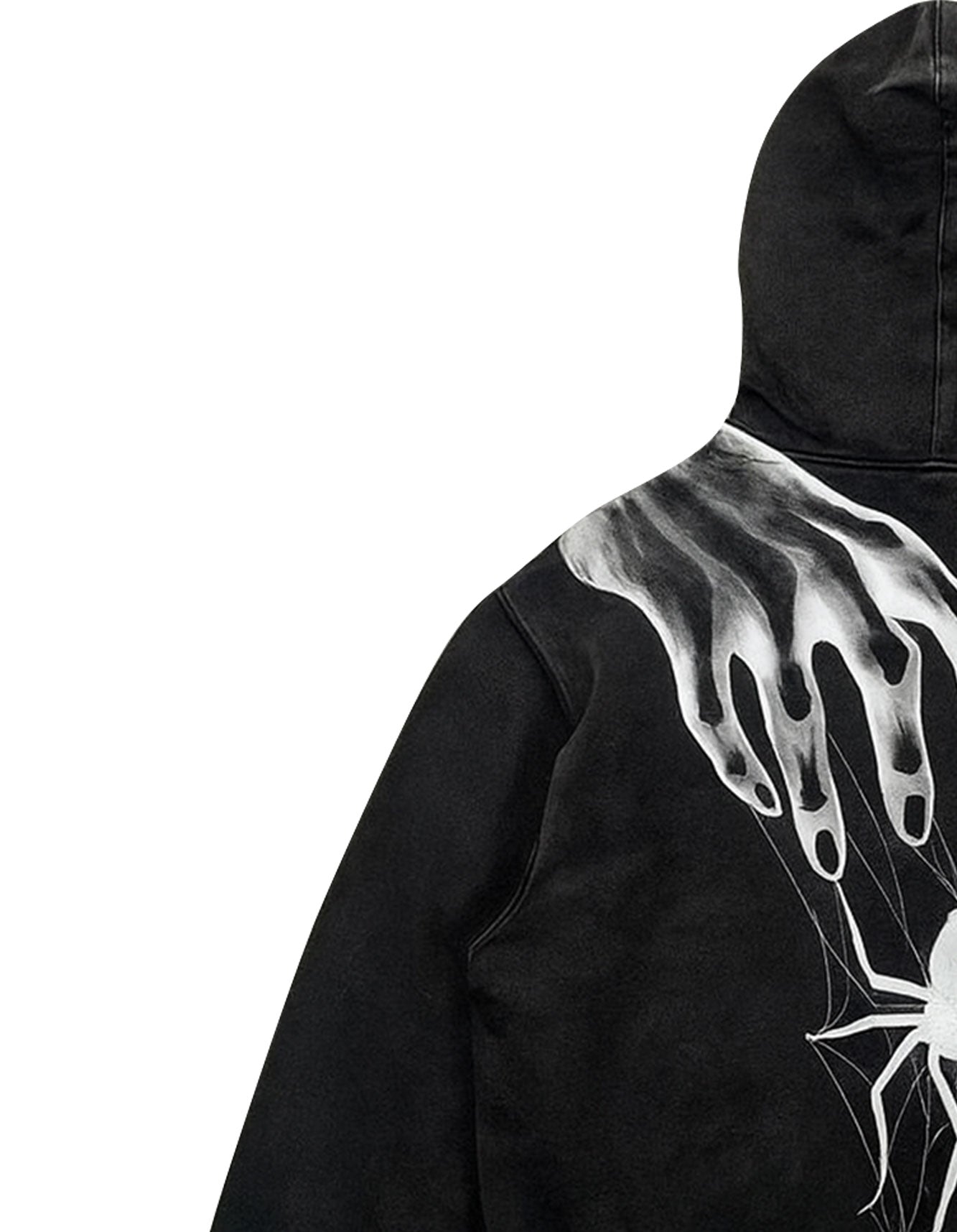 Unisex Gothic Spider Hoodie – Black Pullover with Hand & Spider Print