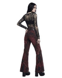 Flare pants women gothic bell bottom jeans back view on model