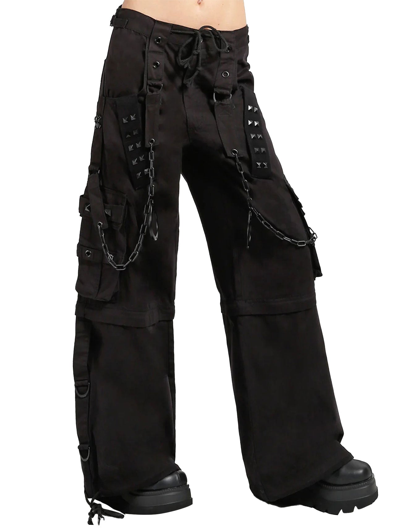 MEGA DARK Black Streetwear Pants – Wide-Leg Goth Trousers with Pockets
