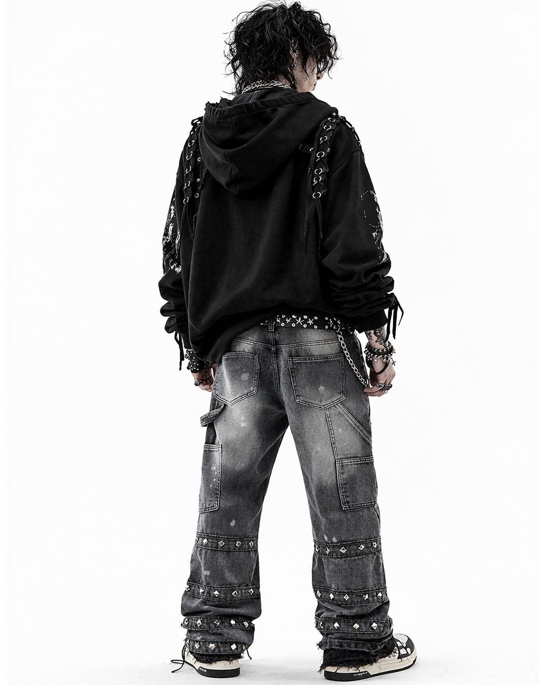 Men's Distressed Patchwork Denim Jeans
