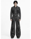 Coffin Pocket Denim Suit – Men’s Double Denim Jacket & Wide Leg Jeans Set