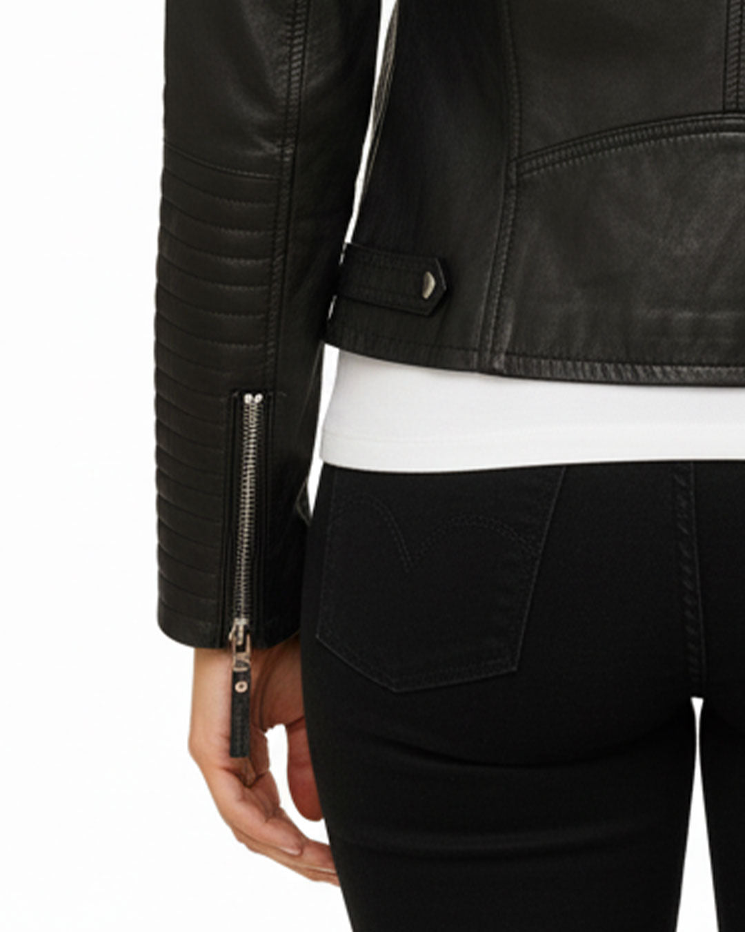 Kelly Studded Black Leather Biker Jacket