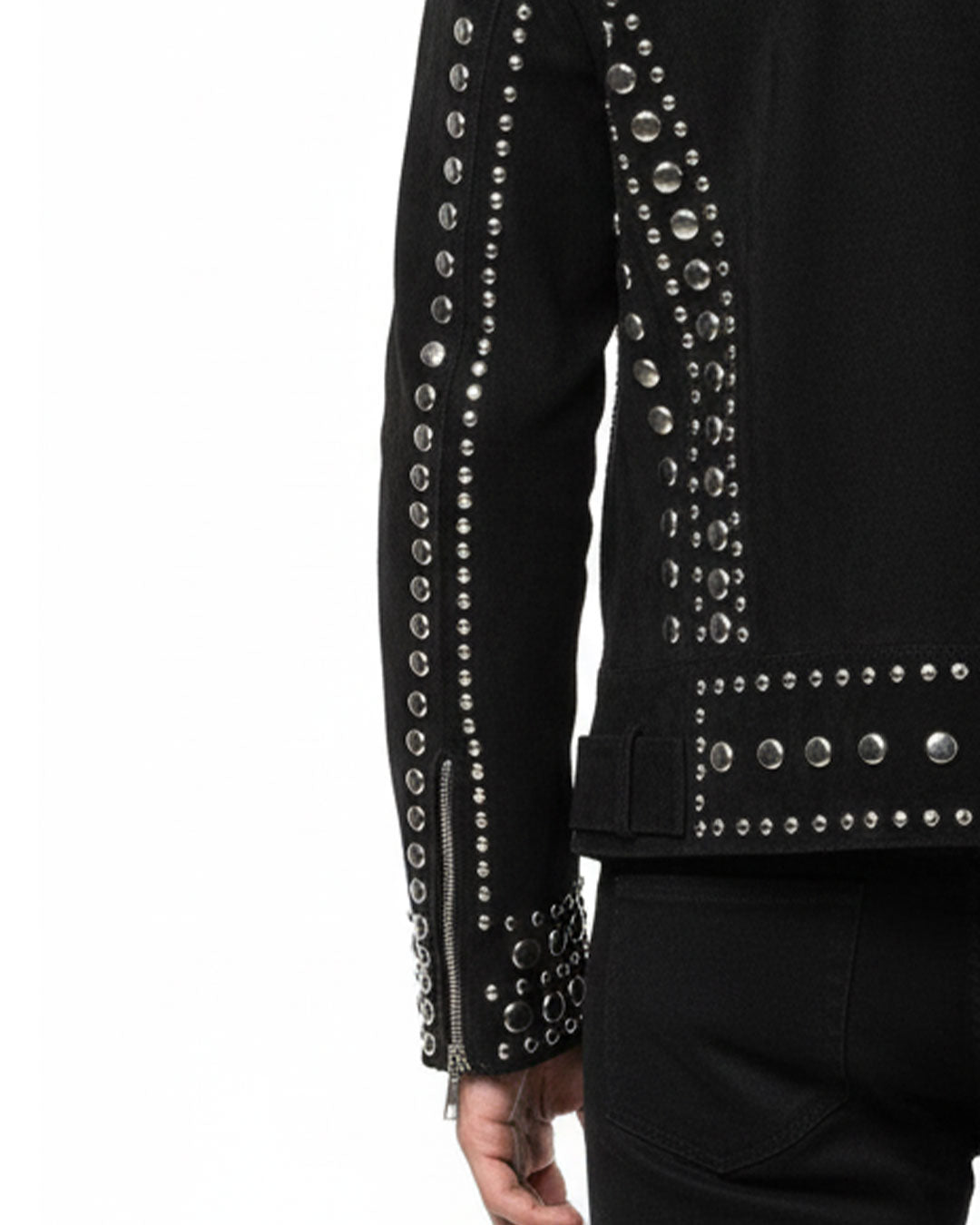 Black Studded Leather Moto Jacket