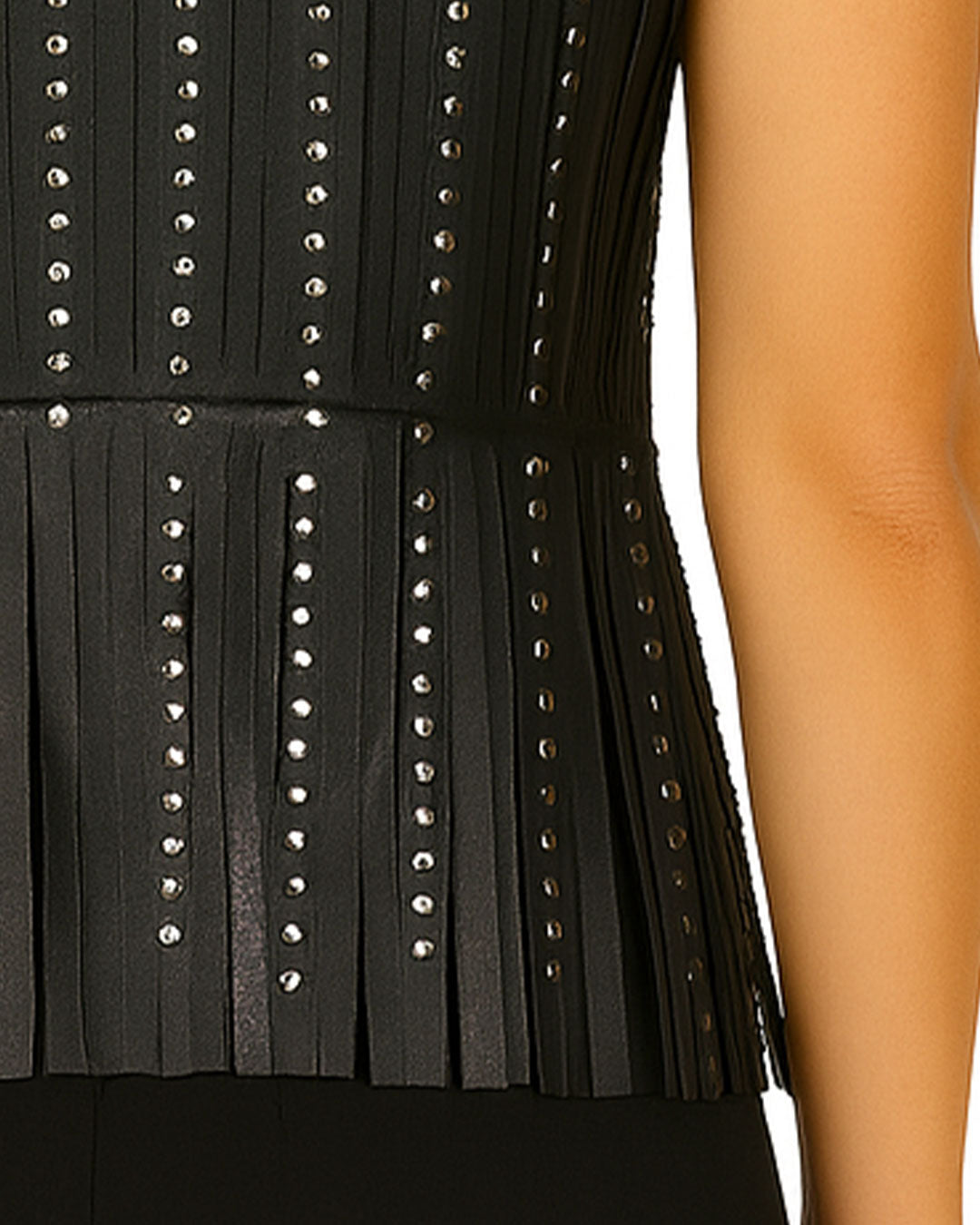 Studded black fringe leather vest