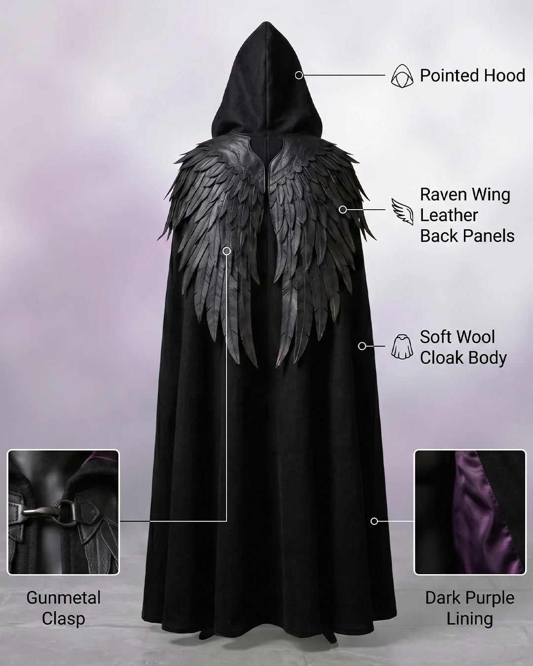 Women's Wool Cape – Hooded Gothic Wool Cloak