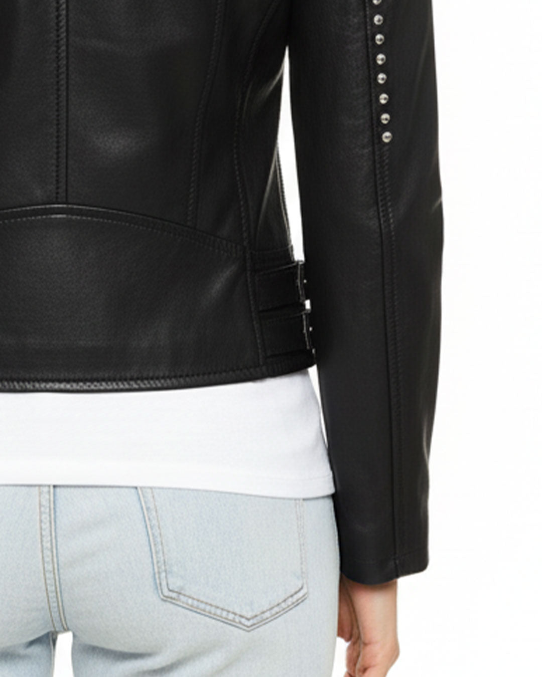 Women's Biker Studded Leather Jacket
