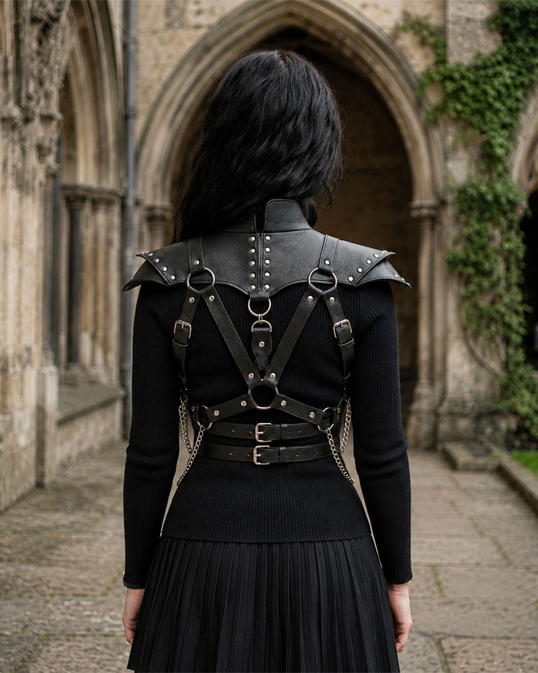 Women’s Gothic Shoulder Body Harness with Chains