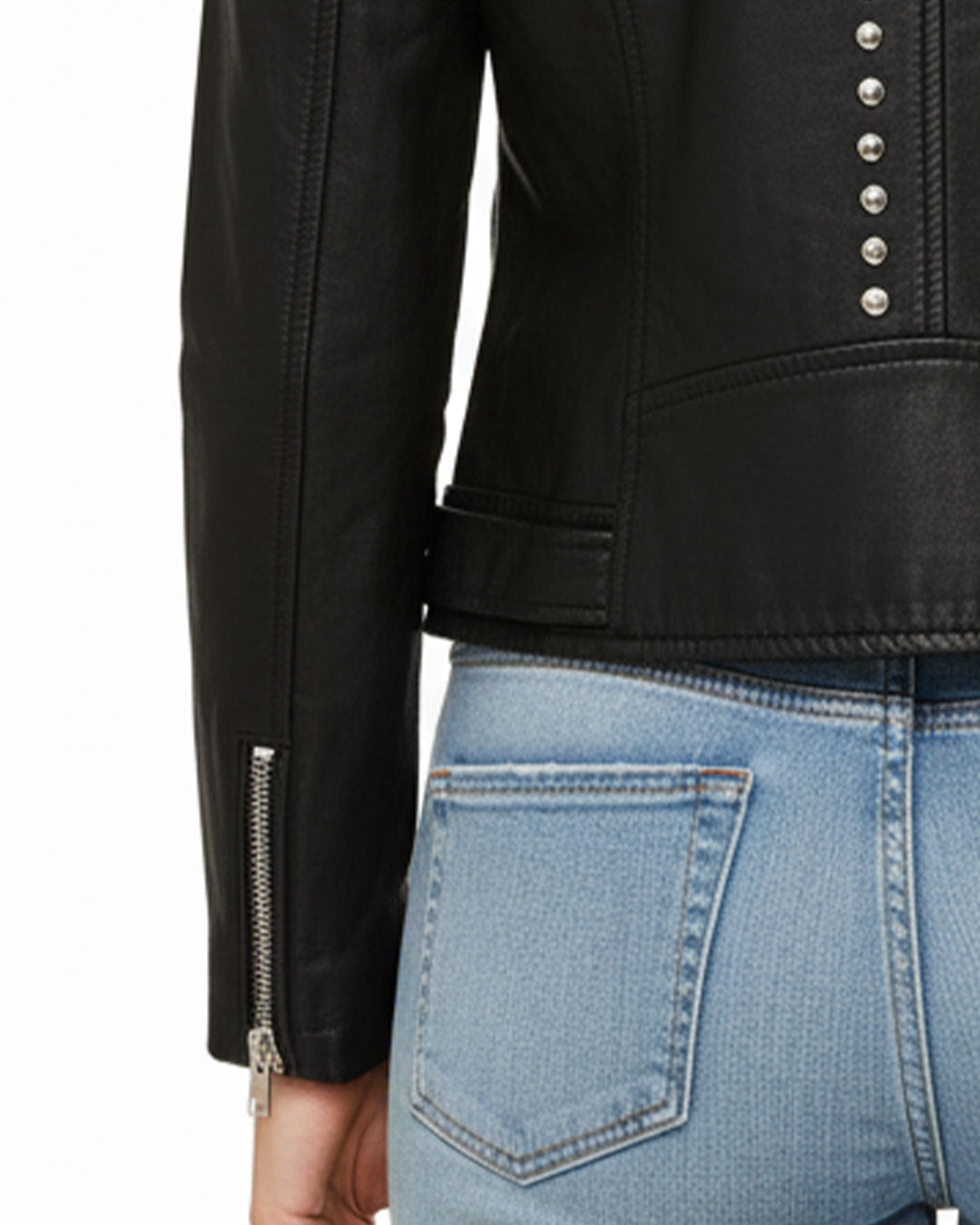 Women’s Black Studded Leather Biker Jacket
