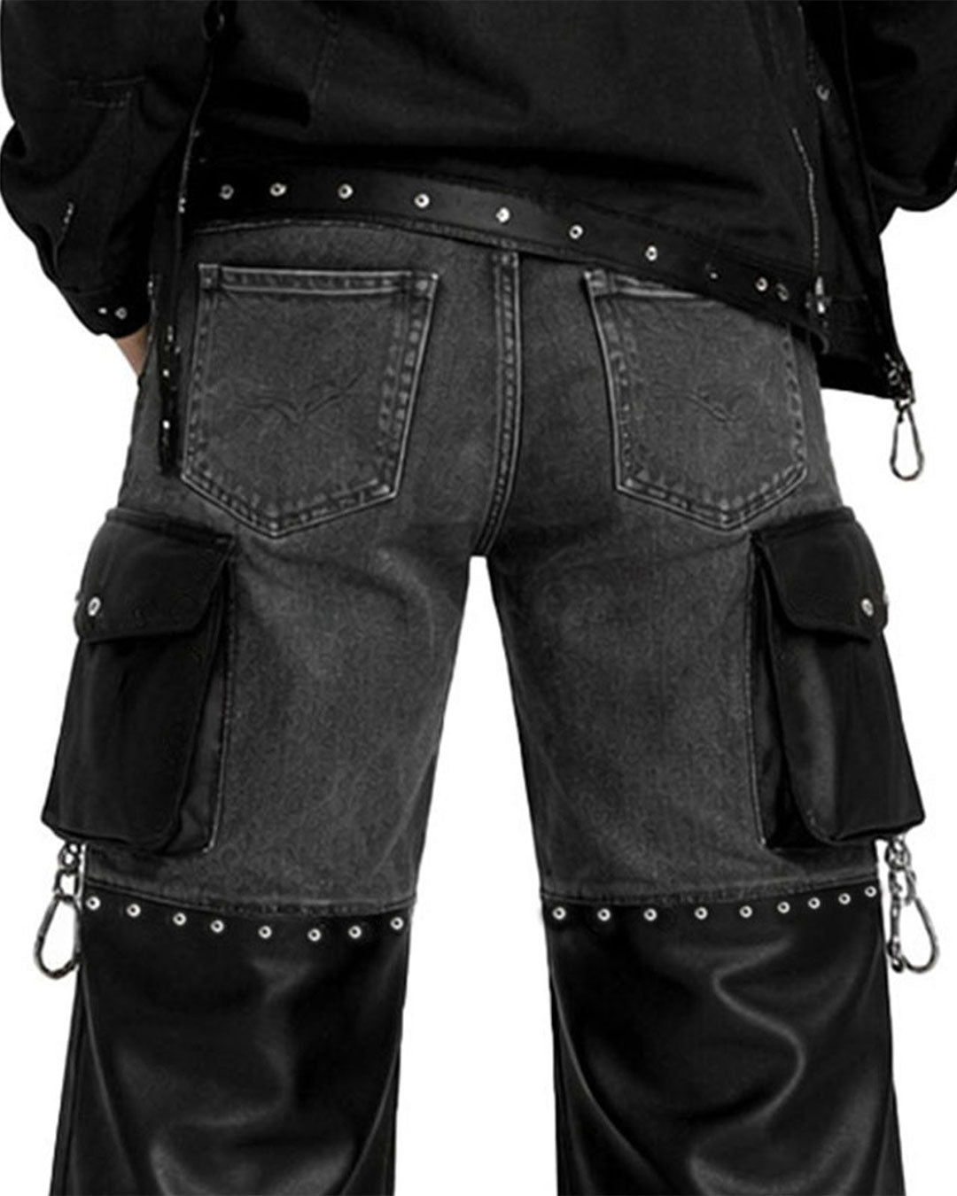 Gothic chain pants styled with chunky boots for dark alternative streetwear