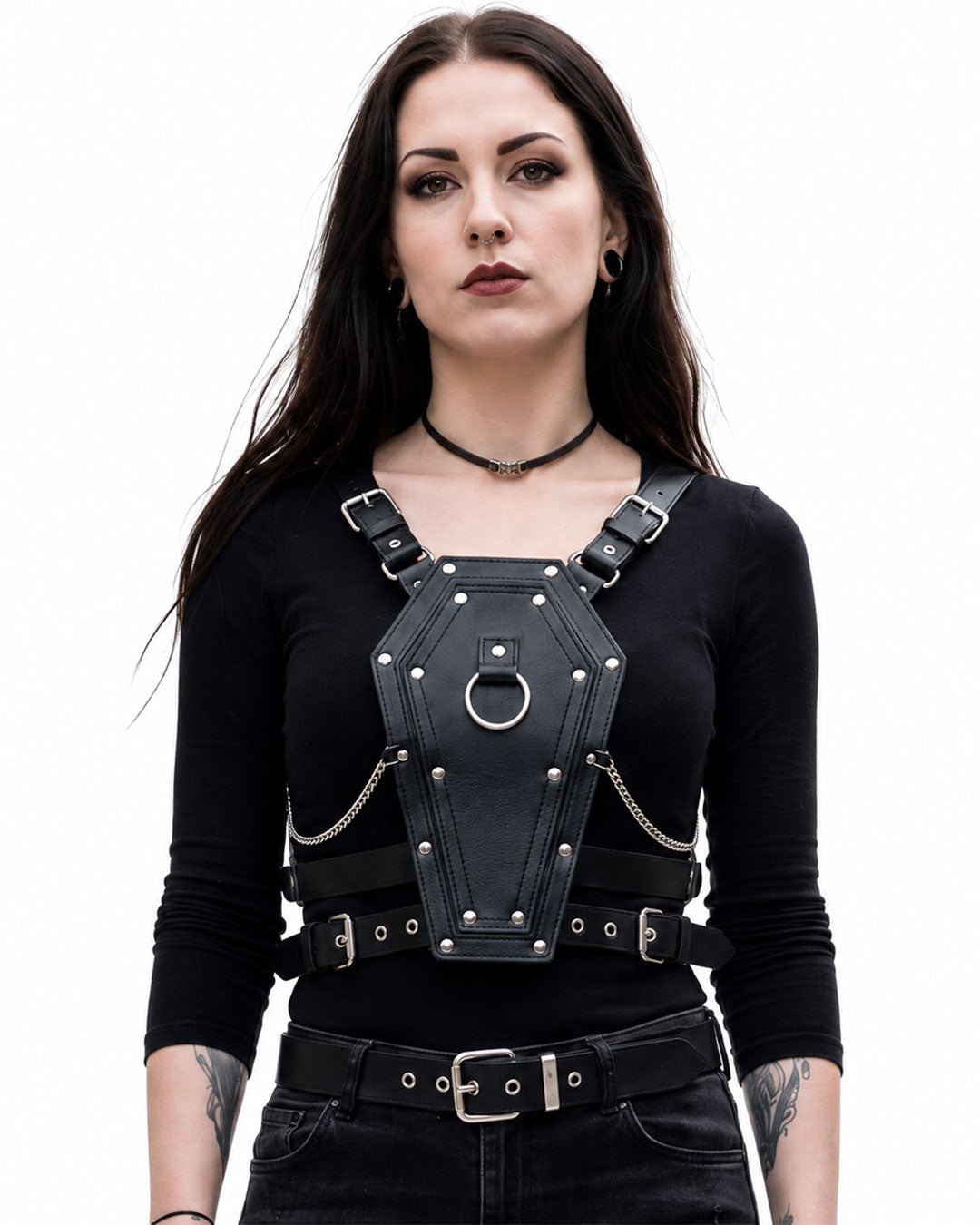 Women’s Gothic Coffin Body Harness with Chains